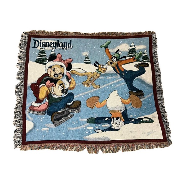 Disneyland Resort Winter Ice Holiday‎ Afghan Throw Blanket Tasseled - Picture 1 of 2